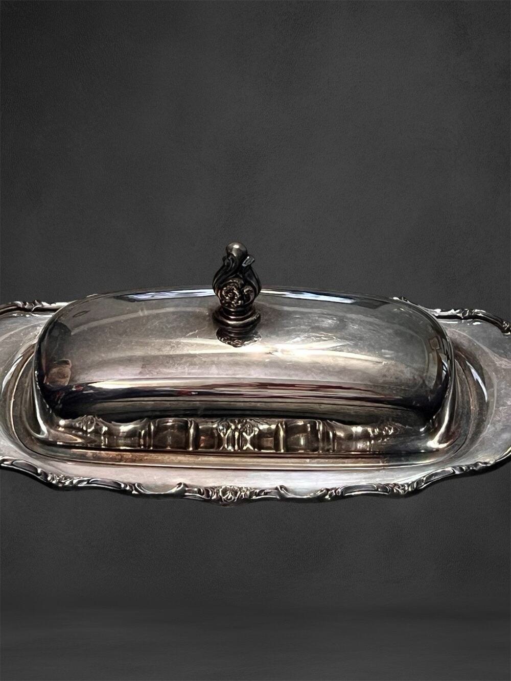 Silverplate Covered Butter Dish with Glass Liner Insert